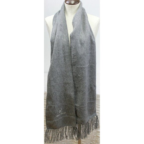 Peru Peruvian Alpaca/Llama Wool Camargo Wool Scarf Dark Grey Fringe O/S Unisex - Picture 4 of 5